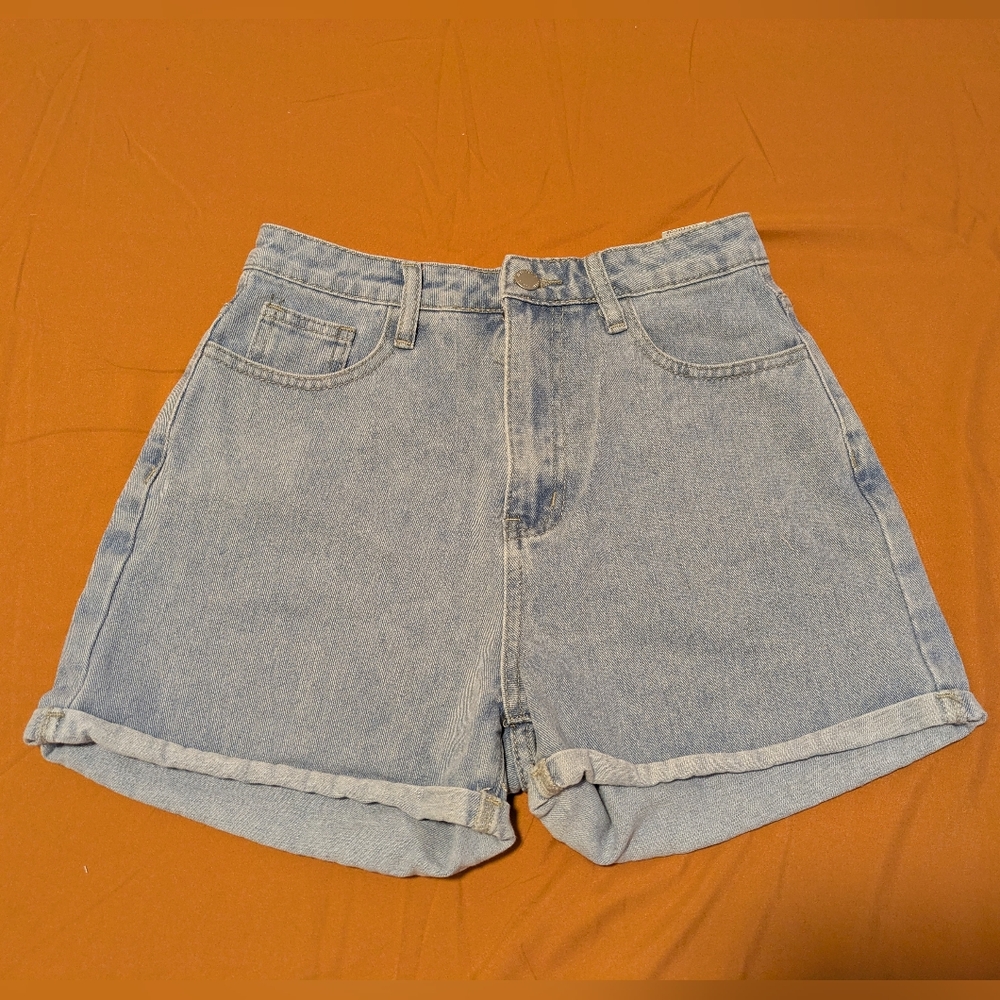 SHEIN Blue Jean Shorts High-Waisted Cut-Offs